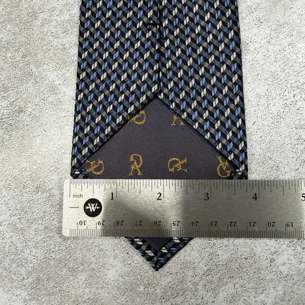 Valerio‎ Garati Silk Tie Mens One Size Blue Geometric 100% Silk Necktie